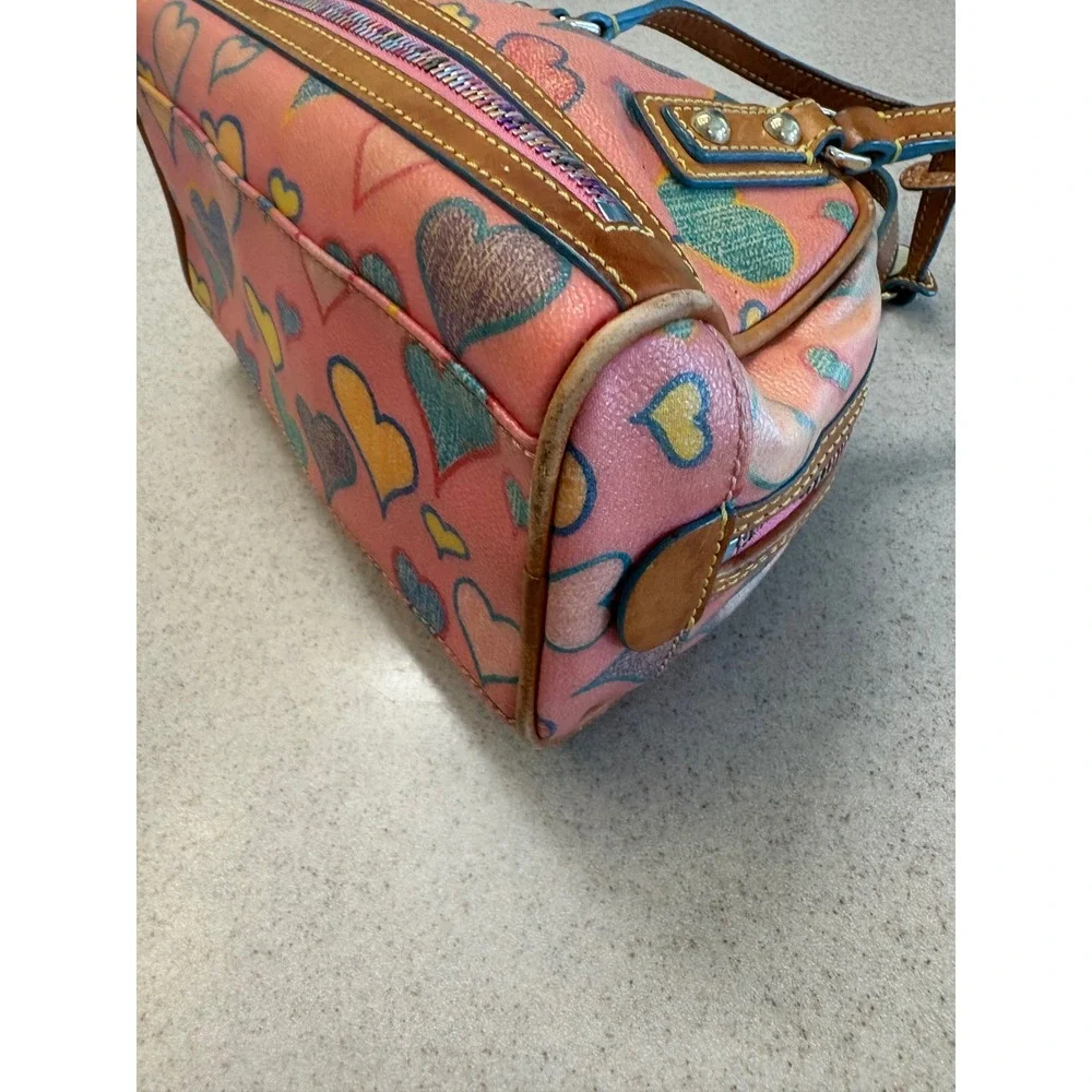 Dooney & Bourke Heart Print Mini Barrel Satchel Y2K Pink Bag - Picture 7 of 10
